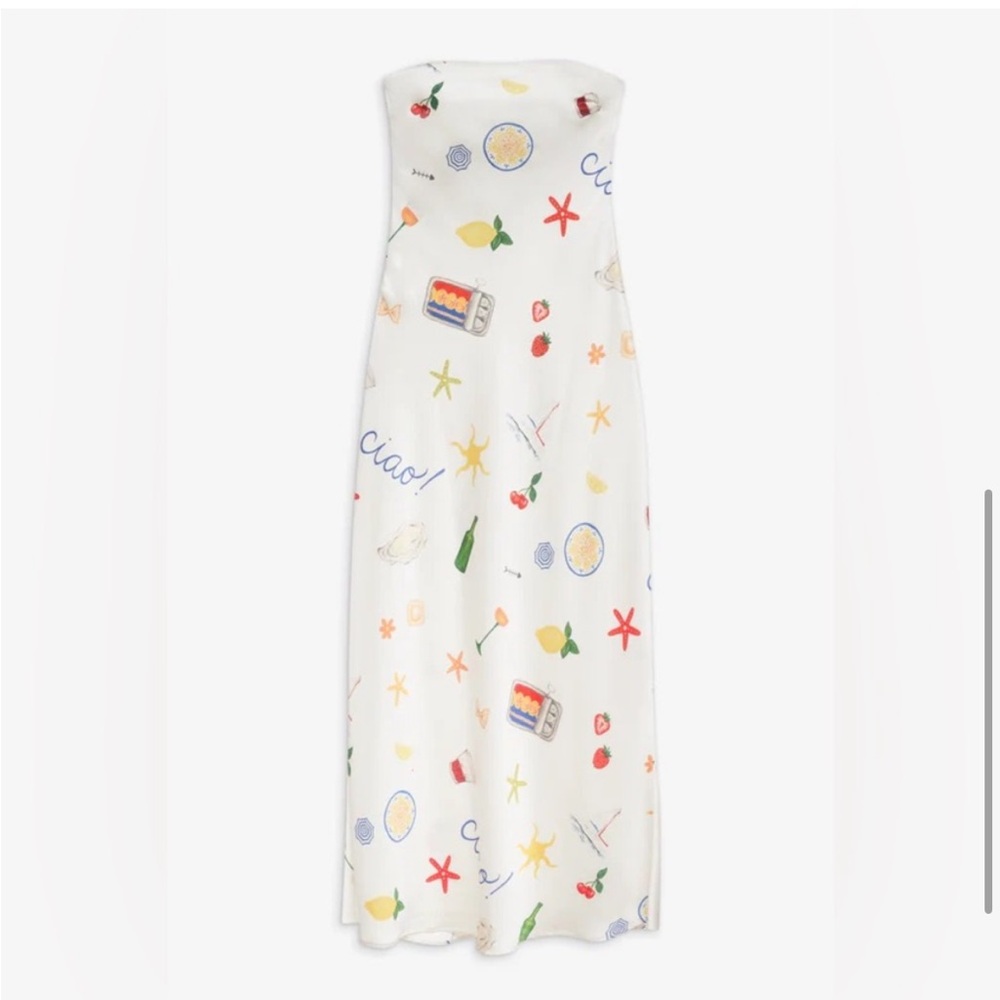 For Love And Lemons White Strapless Maxi Dress with Multicolor Motifs - Picture 3 of 13
